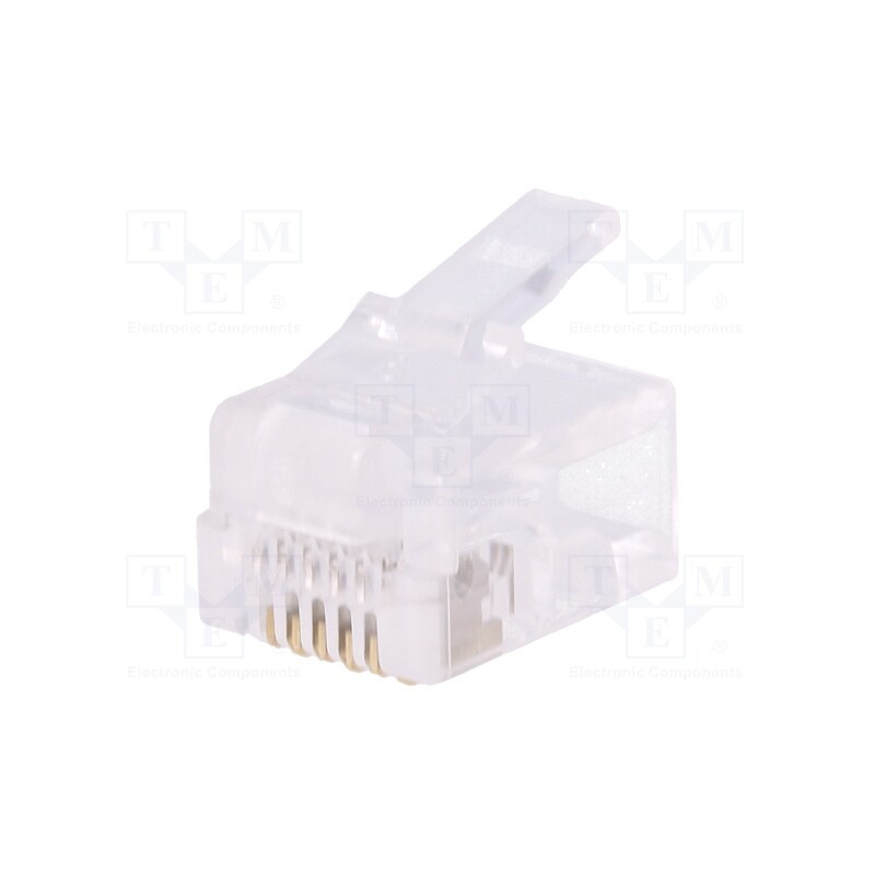50 pcs : MP0019 - Plug, RJ12, PIN: 6, unshielded, gold-plated, Layout: 6p6c, for cable