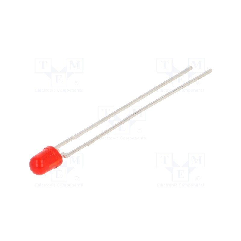 10 pcs : TLUR4400 - LED, 3mm, red, 4÷15mcd, 30°, Front: convex, 2÷3V, No.of term: 2