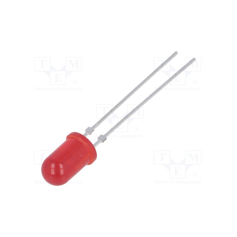 20 pcs : TLLR5401 - LED, 5mm, red, 1÷2mcd, 50°, Front: convex, 1.9÷2.4V, No.of term: 2