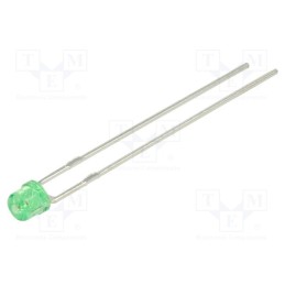 20 pcs : L-1334GT - LED, 3mm, green, 2÷6mcd, 130°, Front: flat, 2.2÷2.5V, No.of term: 2