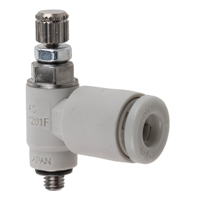 1 pcs - SMC AS Series Threaded Speed Controller, M3 x 0.5 Male Inlet Port x M3 x 0.5 Male Outlet Port x 4mm Tube Outlet Port