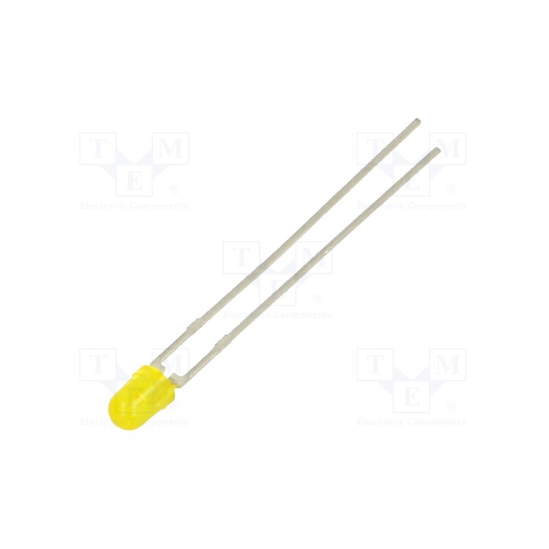 10 pcs : TLHY4405 - LED, 3mm, yellow, 6.3÷11mcd, 30°, Front: convex, 2.4÷3V