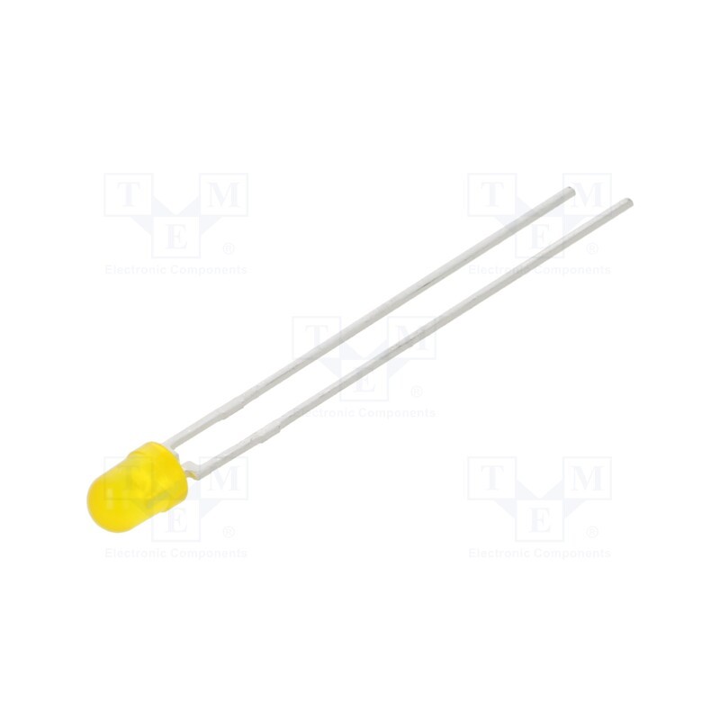 10 pcs : TLHE44R1S2-26 - LED, 3mm, yellow, 112÷280mcd, 30°, Front: convex, 2÷2.6V