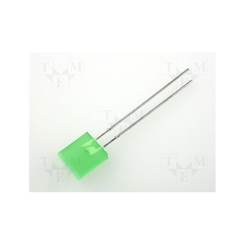 20 pcs : L-153GDT - LED, rectangular, 7x2.3mm, green, 1.3÷8mcd, 110°, Front: flat, 20mA