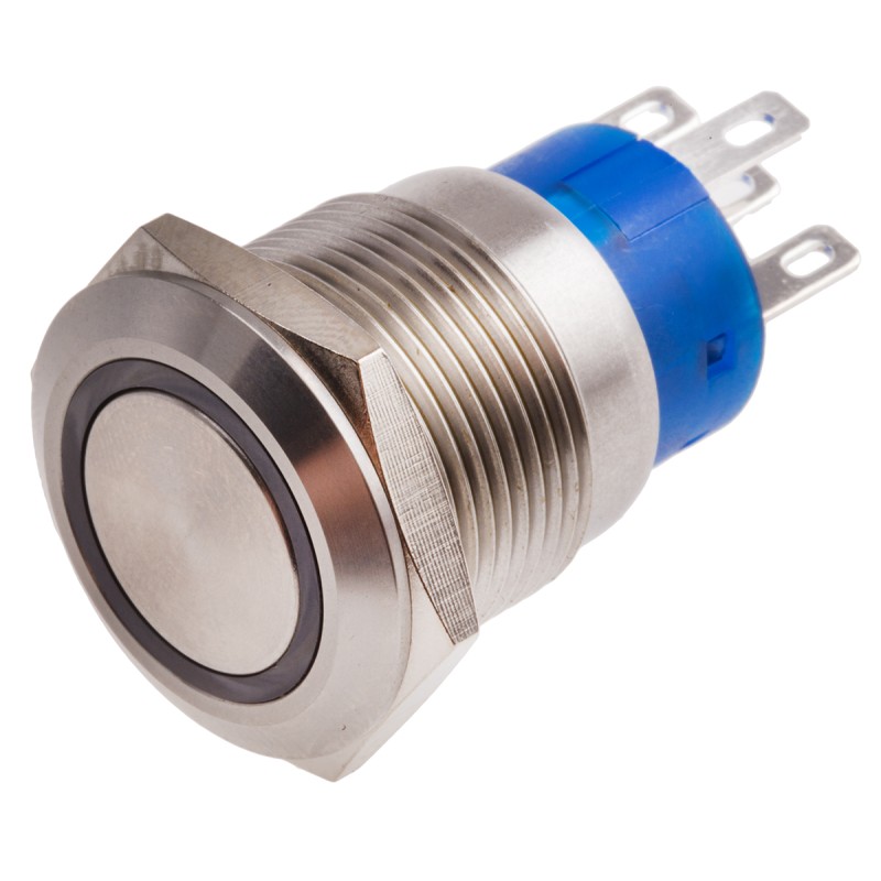 1 pcs - RS PRO Illuminated Push Button Switch, Latching, Panel Mount, 19.2mm Cutout, SPDT, Red LED, 250V ac, IP67