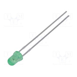 10 pcs : HLMP-Y802-F0000 - LED, 3mm, green, 110÷240mcd, 45°, Front: convex, 2.1÷2.4V