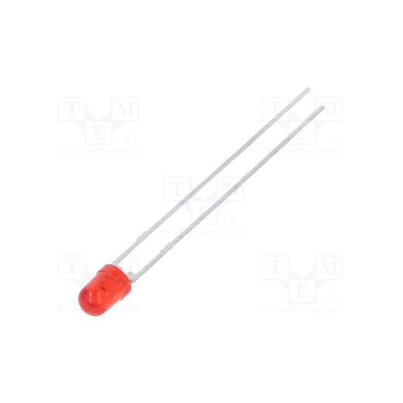 10 pcs : TLHR4205 - LED, 3mm, red, 10÷15mcd, 22°, Front: convex, 2÷3V, No.of term: 2