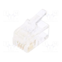50 pcs : RJ114P4CR - Plug, RJ11, PIN: 4, Layout: 4p4c, for cable, IDC,crimped