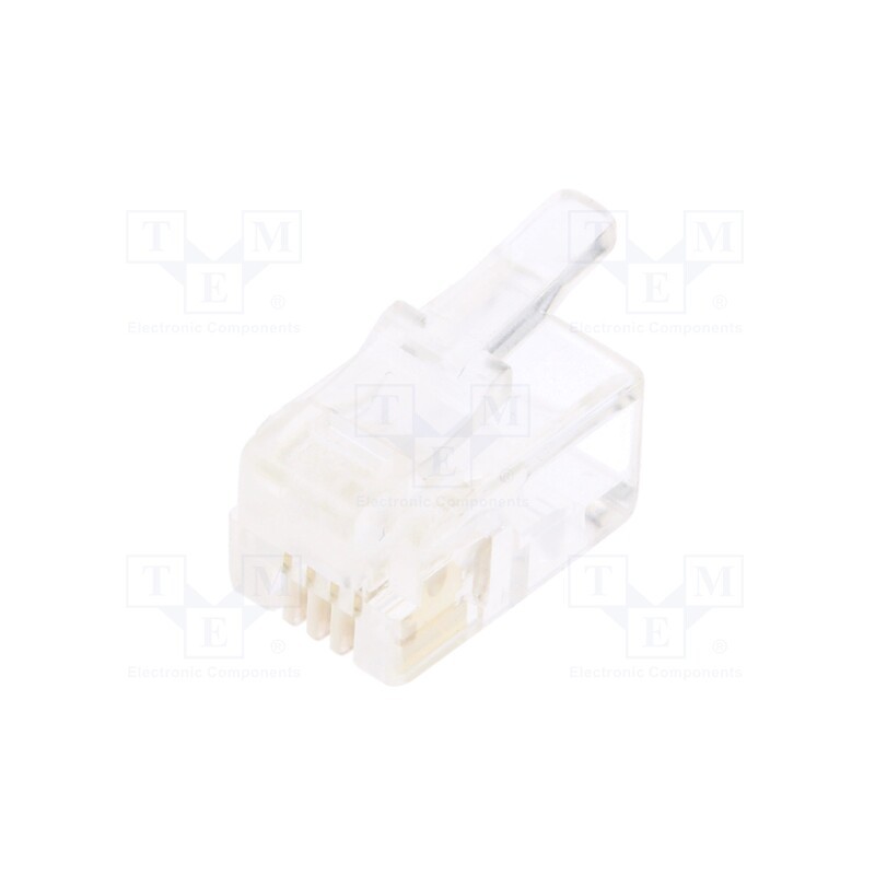 50 pcs : RJ114P4CR - Plug, RJ11, PIN: 4, Layout: 4p4c, for cable, IDC,crimped