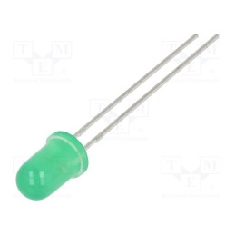 10 pcs : L-57GGD - LED, 5mm, green, 8÷20mcd, 60°, Front: convex, 2.2÷2.5/2.5÷2.5V