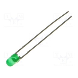 10 pcs : TLHG4405 - LED, 3mm, green, 6.3÷15mcd, 30°, Front: convex, 2.4÷3V, No.of term: 2
