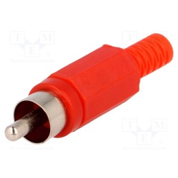 20 pcs : - Plug, RCA, male, with strain relief, straight, soldering, red