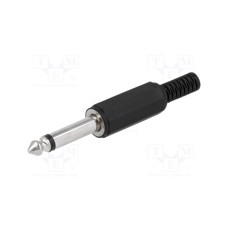 10 pcs : - Plug, Jack 6,3mm, male, mono,with strain relief, ways: 2, straight