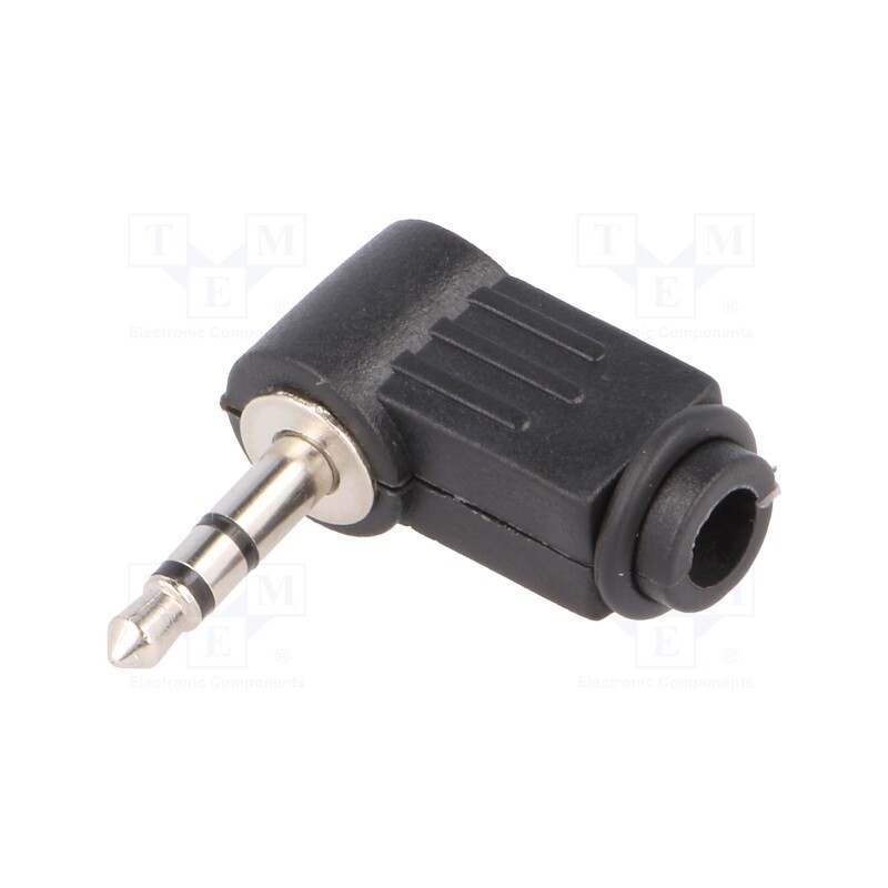 10 pcs : - Plug, Jack 3,5mm, male, stereo, ways: 3, angled 90°, for cable