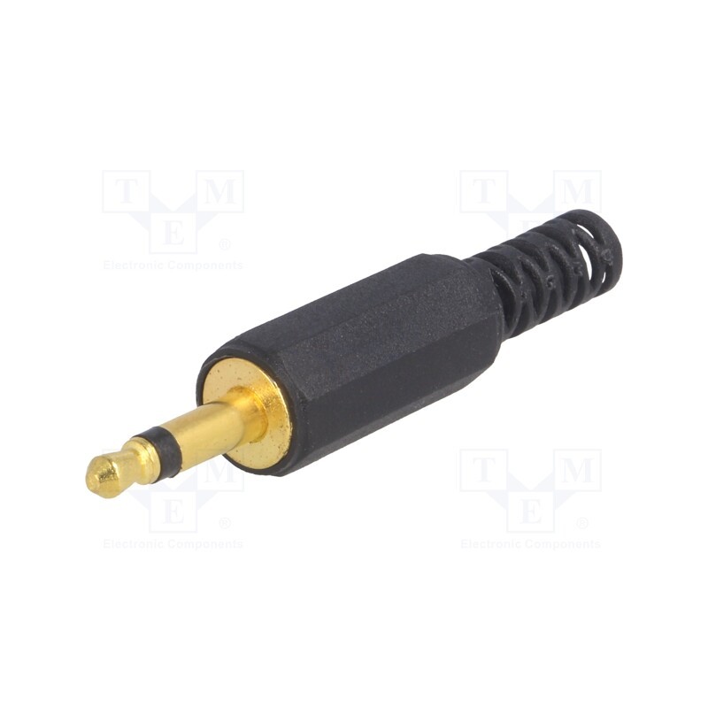 10 pcs : - Plug, Jack 3,5mm, male, mono,with strain relief, ways: 2, straight