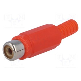 20 pcs : - Plug, RCA, female, with strain relief, straight, soldering, red