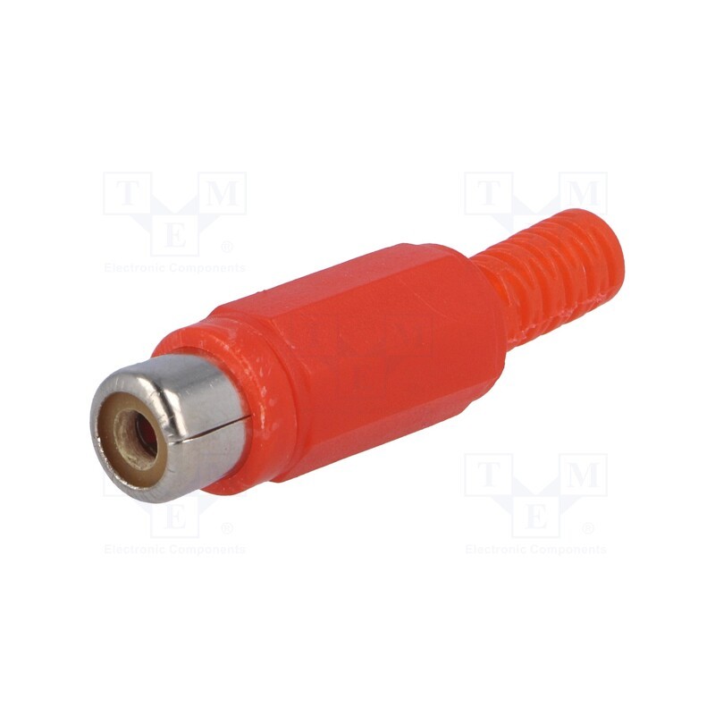20 pcs : - Plug, RCA, female, with strain relief, straight, soldering, red