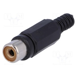 20 pcs : - Plug, RCA, female, with strain relief, straight, soldering, black