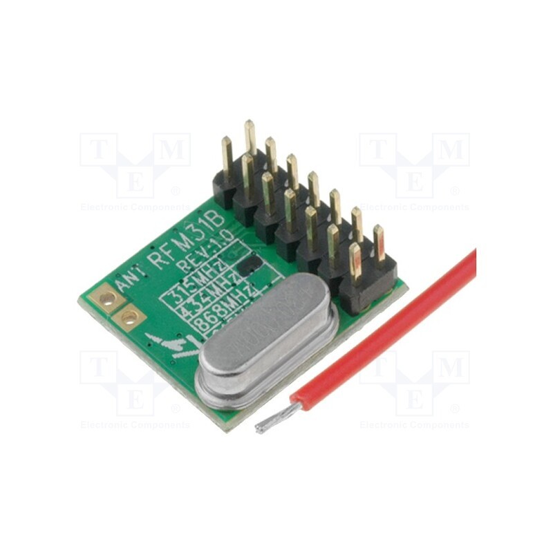 10 pcs : RFM31B-433D - Module: RF, FM receiver, FSK, 433.92MHz, SPI, -121dBm, 1.8÷3.6VDC