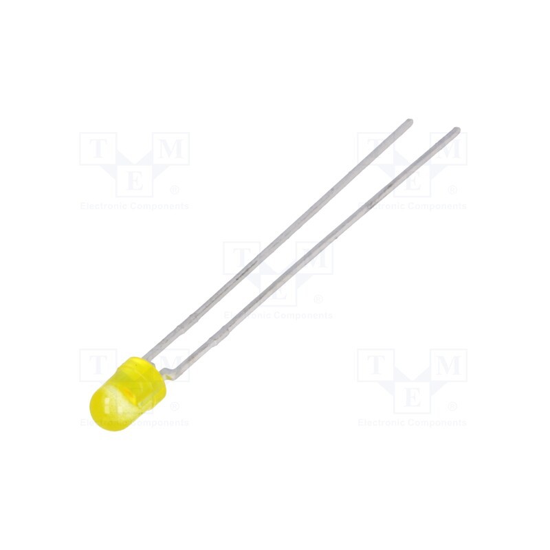 10 pcs : TLLY4400 - LED, 3mm, yellow, 0.63÷1.2mcd, 50°, Front: convex, 2.4÷2.9V