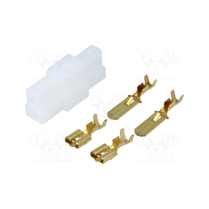 10 pcs : - Terminal: flat, female/male, crimped, for cable, insulated, 2.5mm2