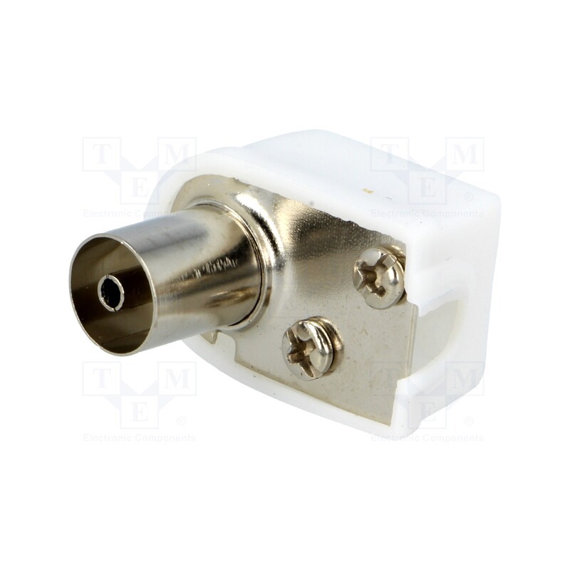 10 pcs : - Plug, coaxial 9.5mm (IEC 169-2), female, angled 90°, for cable