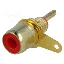 10 pcs : - Socket, RCA, female, gold-plated, for panel mounting, Marker: red