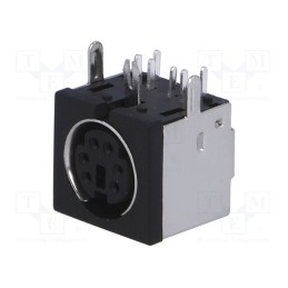 10 pcs : - Socket, DIN mini, female, PIN: 6, THT, angled 90°