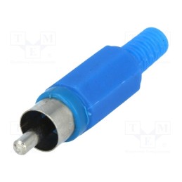 20 pcs : - Plug, RCA, male, with strain relief, straight, soldering, blue