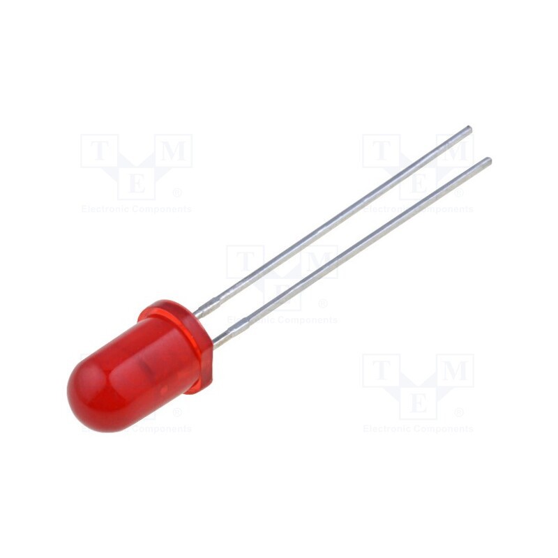 10 pcs : L-53SRD-J4 - LED, 5mm, red, 1000÷1800mcd, 30°, Front: convex, 2.1÷2.5V