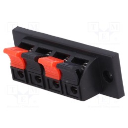 10 pcs : - Terminal, loudspeaker, stereo, for panel mounting, Width: 70mm