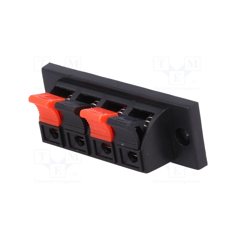 10 pcs : - Terminal, loudspeaker, stereo, for panel mounting, Width: 70mm
