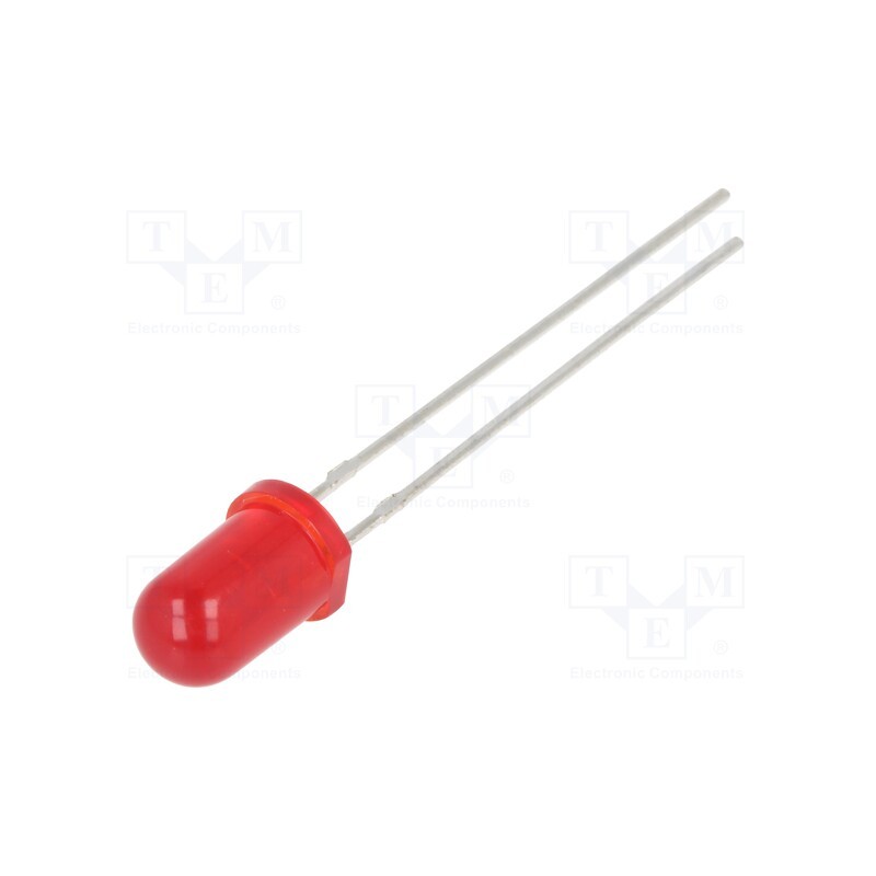 10 pcs : L-57IID - LED, 5mm, red, 8÷20mcd, 30°, Front: convex, 2÷2.5/2÷2.5V