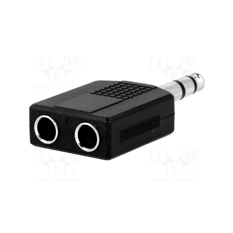 10 pcs : - Splitter, Jack 6,3mm socket x2,Jack 6,3mm plug, stereo