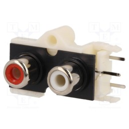 10 pcs : - Socket, RCA, female, double deck, angled 90°, THT, No.of sockets: 2