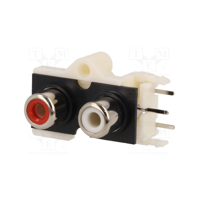 10 pcs : - Socket, RCA, female, double deck, angled 90°, THT, No.of sockets: 2