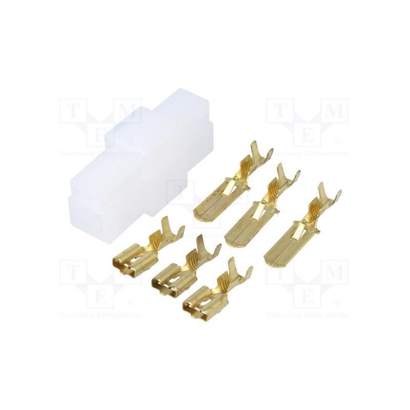 10 pcs : - Terminal: flat, female/male, crimped, for cable, insulated, 2.5mm2