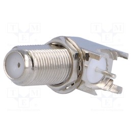 10 pcs : - Socket, F, female, angled 90°, THT, for panel mounting