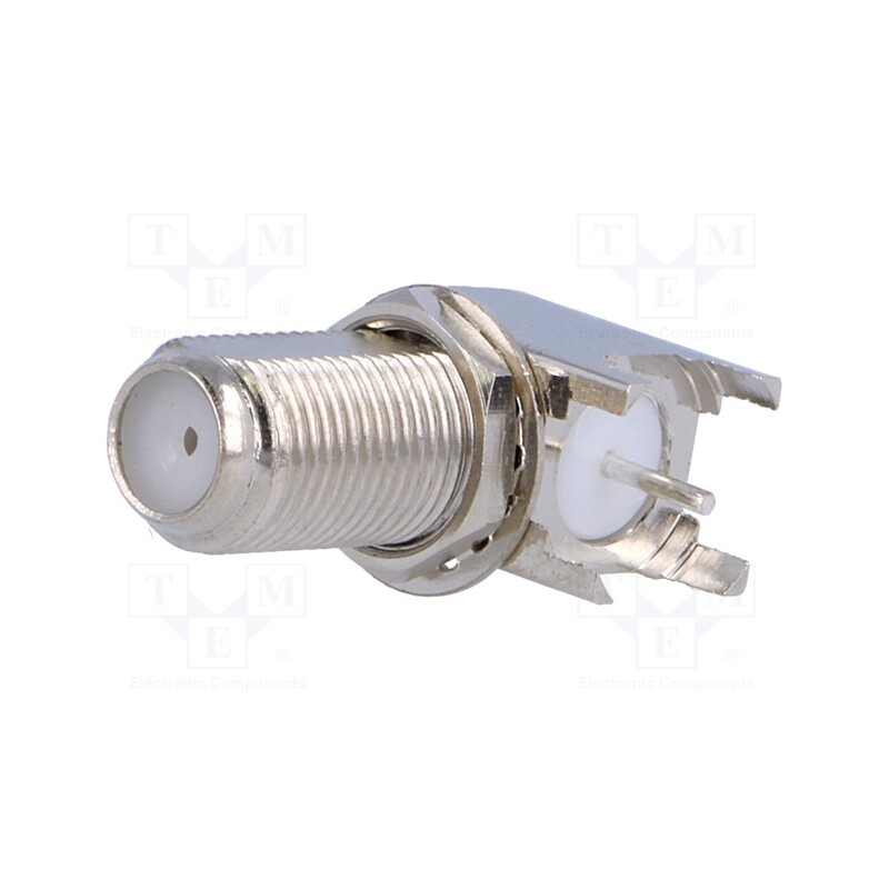 10 pcs : - Socket, F, female, angled 90°, THT, for panel mounting