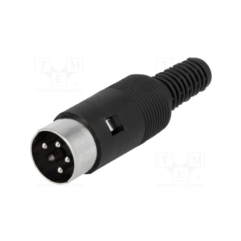 10 pcs : - Plug, DIN, male, PIN: 4, Layout: 216°, straight, for cable, soldering