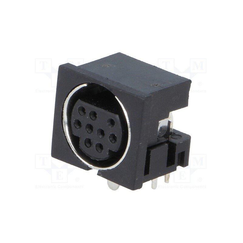10 pcs : - Socket, DIN mini, female, PIN: 9, THT, angled 90°