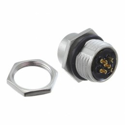 1 pcs - Amphenol Circular Connector, 5 Contacts, Panel Mount, M12 Connector, Socket, Female, IP68, IP69K, M Series