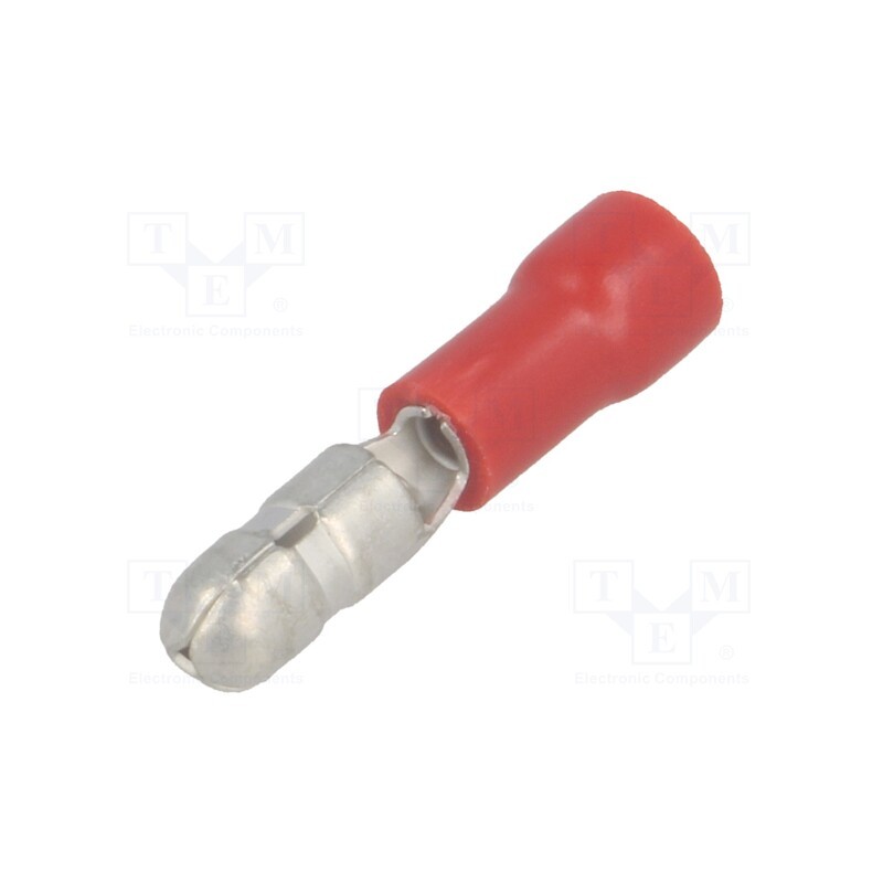 50 pcs : ST-040/R - Terminal: round, male, Ø: 4mm, 0.5÷1.5mm2, crimped, for cable, red