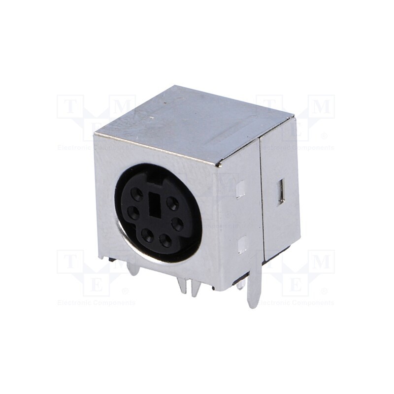 10 pcs : - Socket, DIN mini, female, PIN: 6, THT, angled 90°