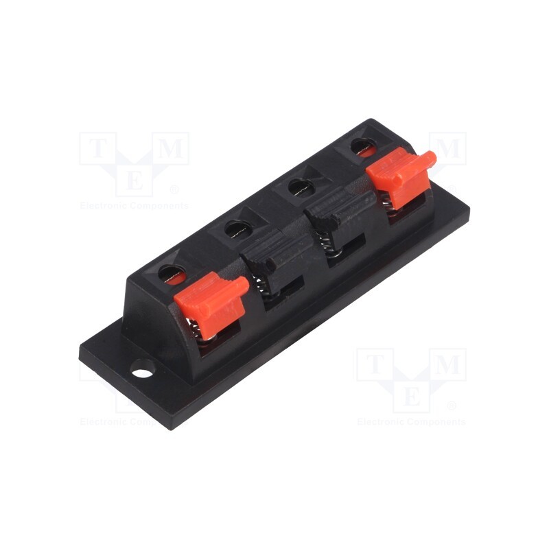10 pcs : - Terminal, loudspeaker, stereo, for panel mounting, Width: 63mm
