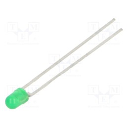 10 pcs : TLHG4401 - LED, 3mm, green, 4÷14mcd, 30°, Front: convex, 2.4÷3V, No.of term: 2