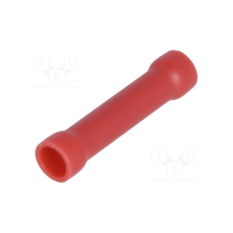 50 pcs : ST-060/R - Tip: butt splice, insulated, brass, 0.5÷1.5mm2, tinned, crimped