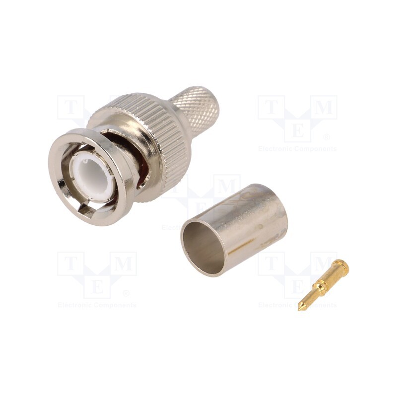 10 pcs : - Plug, BNC, male, straight, 75Ω, RG6, crimped, for cable, gold-plated