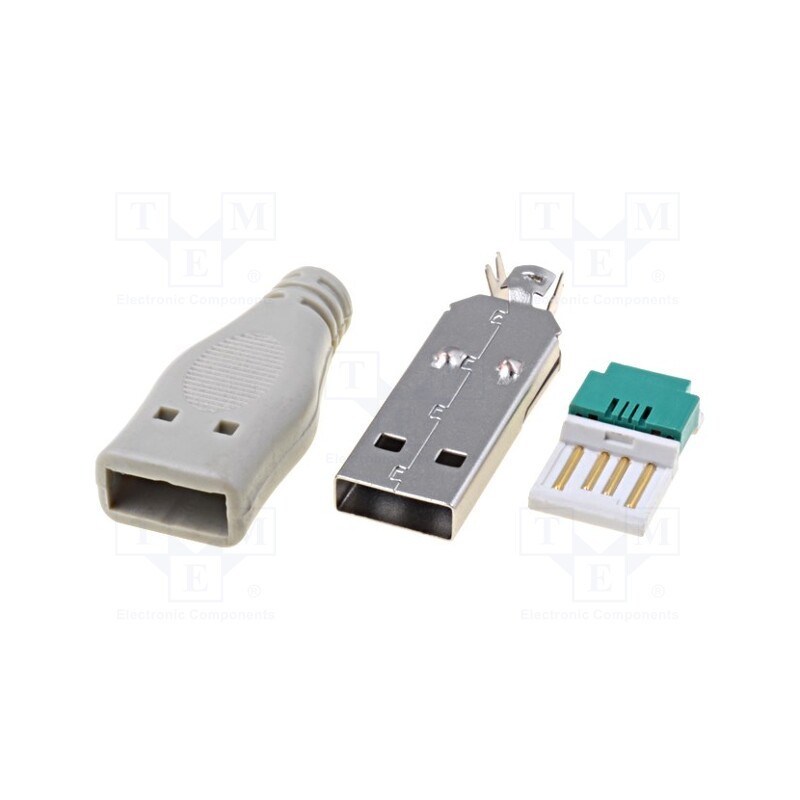 10 pcs : - Plug, USB A, for cable, IDC, with protection