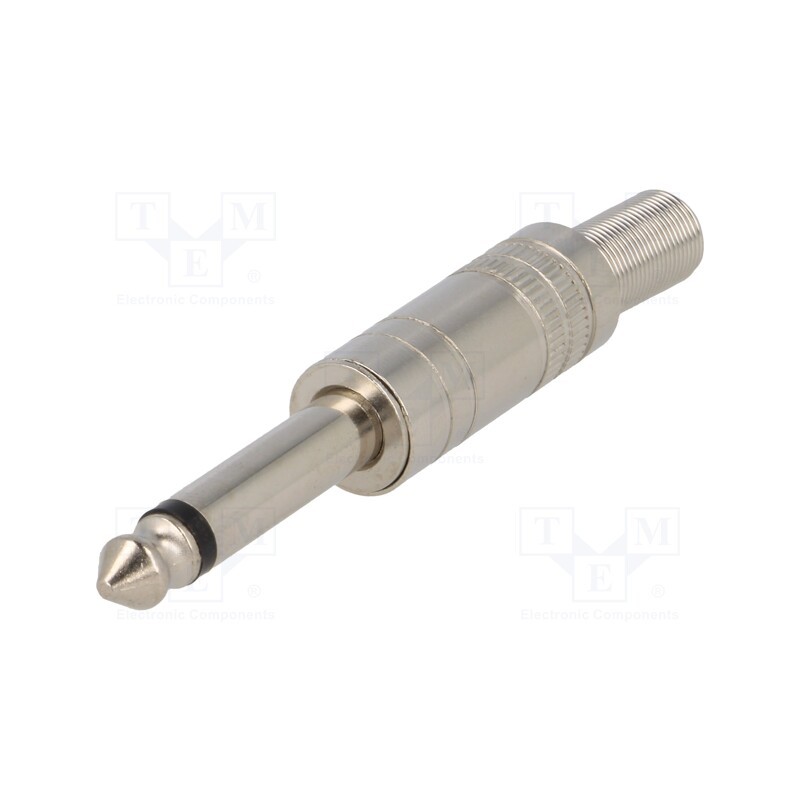 10 pcs : - Plug, Jack 6,3mm, male, mono,with strain relief, ways: 2, straight